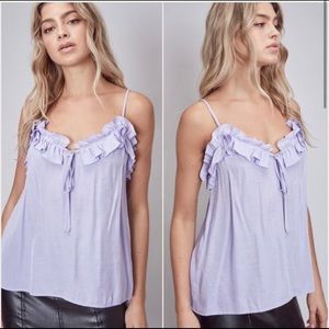 Lavender ruffled sweatheart neckline camisole tank top - Size S